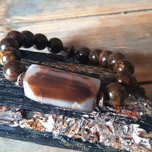 Agate & Bronzite Stretch Bracelet